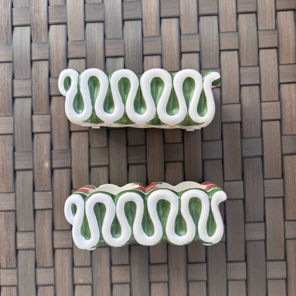 Yankee Candle‎ Christmas Candy Ceramic Tea Light Candle Holder Green Red White